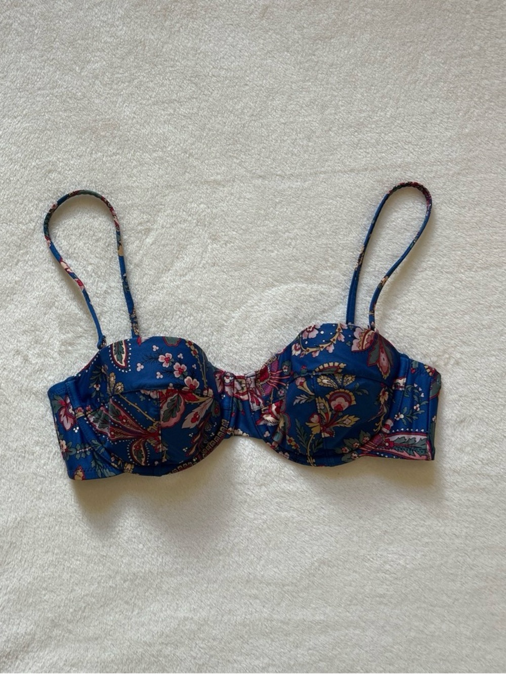 J. Crew Blue Paisley Floral Underwire Bikini top